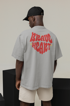 Camiseta Oversized - Brave Heart - Cinza